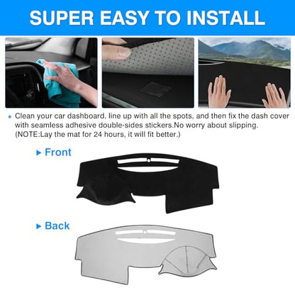 Autorder Dashboard Cover Mat for 2007-2011 Toyota Camry Accessories Dash Cover Upgrade Velvet Dash Mat Sunshade Glare UV Rays Protector - size: Black 2007-2011 Toyota Camry
