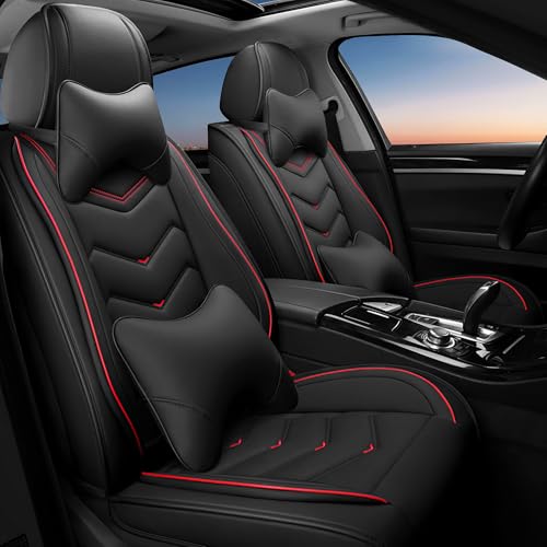 Car Seat Covers Fit for Ford F-150/F-250/F-350 2009-2026, Stylish Sport Seat Cover, Waterproof Wear-Resistant Premium Car Seat Cover，Ford F-150 Seat Covers. (2 Pcs Front with Pillow/Black) - color: Black, size: Luxury 2 Seats