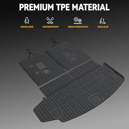 Cargo Mat for 2016-2025 Dodge Durango 6/7 Passenger Accessories, Full Coverage All Weather TPE Protector Cargo Mat with Backrest Mat Trunk Mat Cargo Liner for 2025 Durango RT Accessories