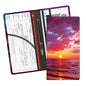 Leather Car Registration and Insurance Card Holder, Cute Car Accessories Vehicle Glove Box Car Organizer for Documents, Cards, License Beautiful Sunset - color: Beautiful Sunset
