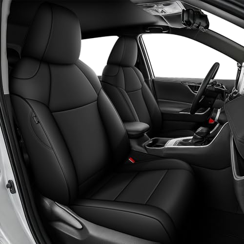 AOMSAZTO Custom Fit Seat Covers for Toyota RAV4 2019 2020 2021 2022 2023 2024 2025 LE XLE XLE Premium Limited, Custom Fit Full Set Faux Leather Black - color: Black, size: RAV4 2019-2025 GAS (LE,XLE,XLE Premium,Limited)