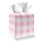 Tissue Box Cover Holder - Pink and White Plaid PU Leather Tissue Box Cover with Bottom Belt, Square Facial Paper Organizer Dispenser for Tabletop, Bathroom, Kitchen, Car & Office -027 - color: Pink and White Plaid