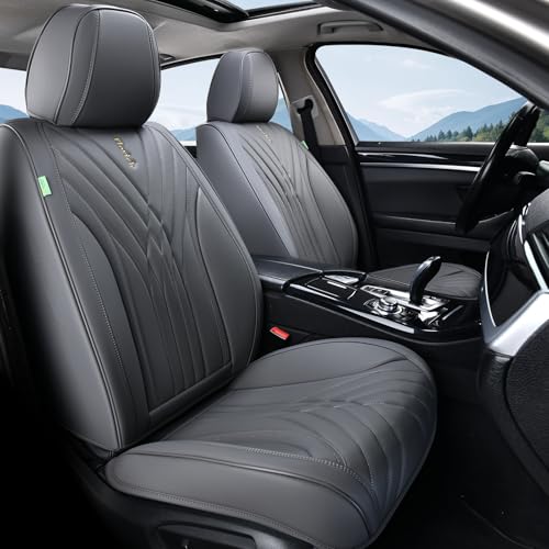 FLORICH Front Automotive Seat Covers, 2 Pcs Leather Seat Covers, Breathable Car Seat Covers, Waterproof Seat Cover, Gary Car Seat Cushion, Car Seat Protector Vehicle for Cars Sedan SUV Truck - color: Gray, size: Front