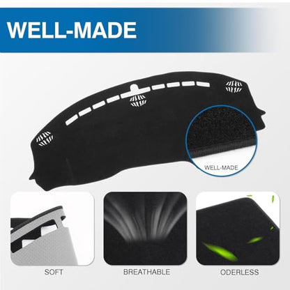 KUST Black Dash Cover for Dodge Challenger 2015-2022 2023 2024 Left Hand Driving Non-Slip Dashboard Cover Interior Accessories for Dodge Challenger Custom Fit Dash Mat Sunshade No Glare - size: 59.45''×24.41''(Dodge Challenger 15-24）
