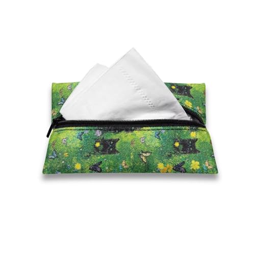 Car Tissue Bags, Travel Tissue Bags Mini Daily Items Organizer Pouch Car Tissues Packs Lightweight Items Easy to Carry Black Cat Print - color: Black Cat Print