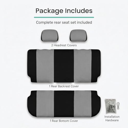 FH Group Automotive Solid Bench Car Seat Cover Flat Cloth Rear Set, Easy to Install – Universal Fit for Cars Trucks & SUVs (Gray) FB050012 - color: Gray