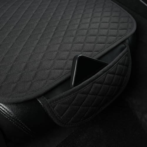 Linen Car Seat Covers,Bottom Seat Covers for Cars Include 2 Piece Front Driver Seat Pad Mat Universal Fits 90% Vehicles,SUVs,Cars,Sedans(2Piece-Black)