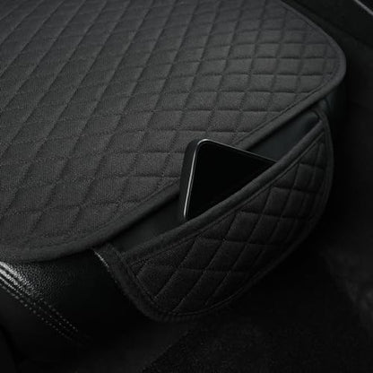 West Llama Linen Car Seat Covers,Bottom Seat Covers for Cars Include 2 Piece Front Driver Seat Pad Mat Universal Fits 90% Vehicles,SUVs,Cars,Sedans(2Piece-Black) - color: B-Black, size: 2 Front Bottom Seat Covers