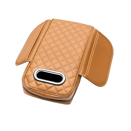 Car Armrest Pad, Universal Armrest Cushion Pad, Leather Armrest Box Pad - color: Without cup holder, Orange