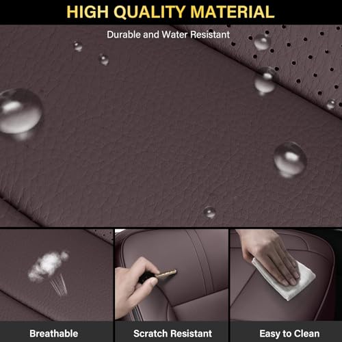 Coverado Silverado Seat Covers Full Set, Faux Leather Car Seat Covers Fit for Chevy Silverado GMC Sierra 2007-2013 & 2019-2026 1500, 2020-2026 2500HD 3500HD Crew Double Extended Cab(Brown) - color: Brown, size: FullSet(2007-2013&2019-2025)