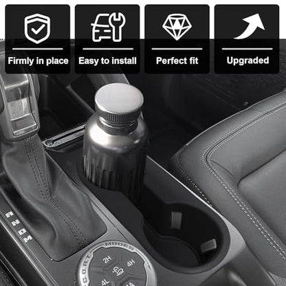 Muslogy Center Console Cup Holder Inserts Compatible with 2021-2026 Ford Bronco Accessories Middle Console Armrest Front Drink Stopper Non-Slip Silicone Rubber Organizer Drink Cup Holder Organizer - size: 25 Bronco Cup Holder