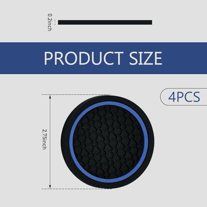4PCS Car Cup Coasters, 2.75 Inch Cup Holder Coaster, Non-Slip Insert Auto Drink Holder, Cars Interior Accessories, Universal for Vehicles, SUVs, RVs (Blue) - color: Blue