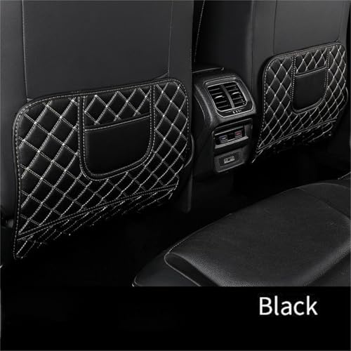 2pcs Car Seat Back Anti Kick Mat Half-Size Pad Leather Cover Seat Protector Auto Accessories (Black) - color: Black