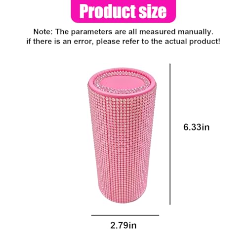 Craedli Bling Car Tissue Holder for Cup Holder, Sparkly Crystal Rhinestone Round Cylinder Car Tissue Box, Refillable Tissues Dispenser Auto Interior Paper Napkin Container with 1 Pack Tissues (Pink) - color: Pink