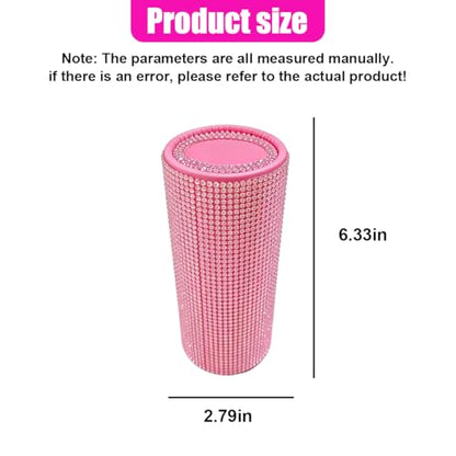 Craedli Bling Car Tissue Holder for Cup Holder, Sparkly Crystal Rhinestone Round Cylinder Car Tissue Box, Refillable Tissues Dispenser Auto Interior Paper Napkin Container with 1 Pack Tissues (Pink) - color: Pink