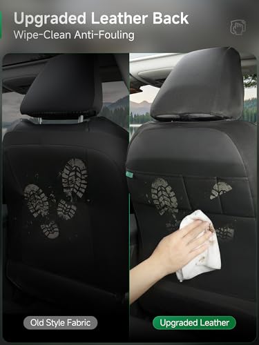 GIANT PANDA 2PCS Front Car Seat Cover for Subaru Outback Forester Crosstrek Legacy Impreza, Faux Leather Bucket Seat Covers (Black) - color: Solid Black-Luxury Edition