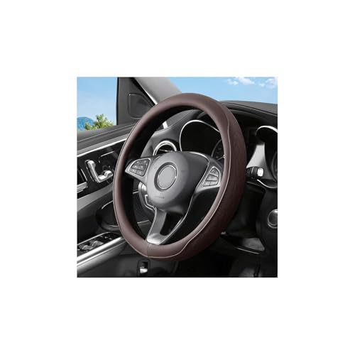 Zpana Car Steering Wheel Cover, 14.5-15" Breathable Soft Leather Vehicle Steering Wheel Protector with Anti-Slip Lining, Comfortable Auto Interior Decoration Accessories, Universal Fit (Coffee) - color: Coffee