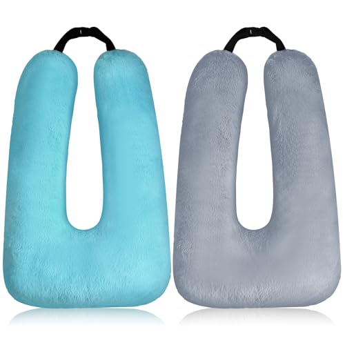 Barydat 2 Pcs Car Travel Pillow for the Back Seat 28 x 18 in Sleeping Reading Pillows for Long Distance Travel Car Cushion for Kids Adults Head and Body Support U Shaped Pad for Travel(Gray, Green) - color: Gray, Green