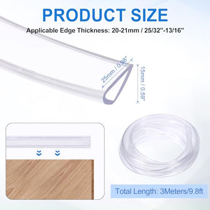 uxcell Clear Edge Trim, 9.8Ft Silicone U Channel Edge Protector, Edges Guards Fits 25/32"-13/16" for Car Doors Sheet Metal Parts (1" W x 9/16" H) - size: 9.8Ft x 1" x 9/16", Fits 25/32"-13/16"