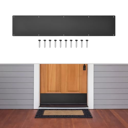 1 Pcs Door Kick Plates - 6 x 30 Inches Kick Plates for Exterior Interior Doors Protection Decor, 1.5mm (1/16 Inch) Thickness Rectangular Aluminum Door Push Plate (Black) - color: Black, size: 6 x 30 Inch
