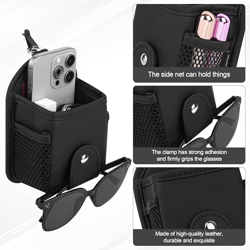 JEYODA Car Air Outlet Storage Bag, Vehicle Dashboard Pocket for Phone Power Pank Keys Money Cards, Double-Layer Storage Bag, Glasses Bag Storage Bag, Car Accessories