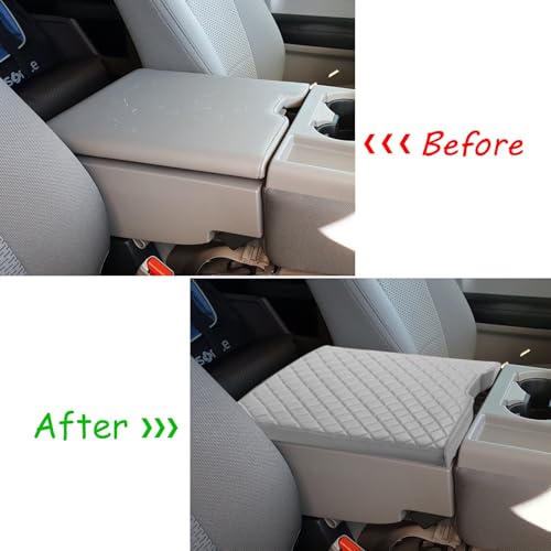 Zxiaochun Center Console Cover for Ford F150 2015-2026 & F250 F350 F450 2017-2026 Leather Arm Rest Box Lid Middle Console Armrest Protective Cover Accessories(40/20/40 Jump Seat Console Only)(Gray) - color: Gray