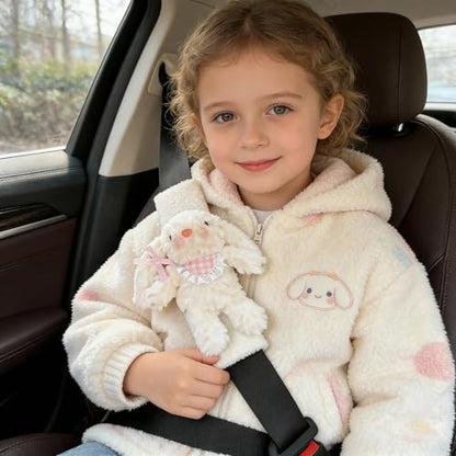 2 PCS Seat Belt Cover Pad, Cute Kawaii Animal Bunny Seatbelt Covers for Kids and Adults, Winter Plush Fluffy Soft Seat Belt Cover, Cartoon Seatbelt Cushion,Car Seat Strap Pads (A-Bunny(Pink)) - color: A-Bunny(Pink)
