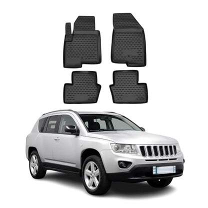 OMAC Floor Mats for Jeep Compass 2011-2016 Car Mats All Weather 3D Custom Fit Rubber Mat Waterproof Odorless TPE Floor Liners Laser Measured Non-Slip (Black)
