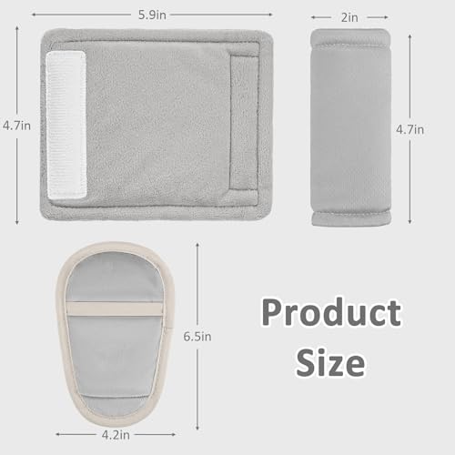 SWESEN Baby Car Seat Strap Covers, 3 Piece Soft Car Seat Strap Shoulder Pads for Baby Girls Boys, Double-Sided Use carseat Straps Covers for Stroller, Car Seats, Pushchair, Gray - color: Gray