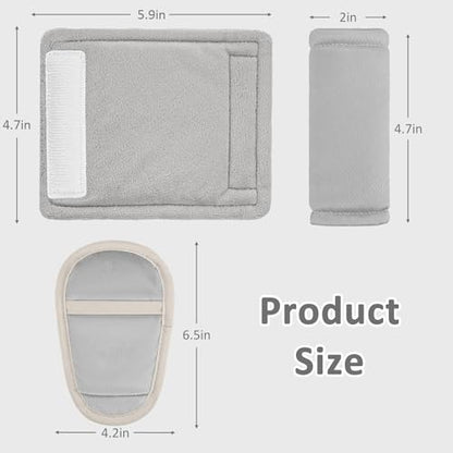 SWESEN Baby Car Seat Strap Covers, 3 Piece Soft Car Seat Strap Shoulder Pads for Baby Girls Boys, Double-Sided Use carseat Straps Covers for Stroller, Car Seats, Pushchair, Gray - color: Gray