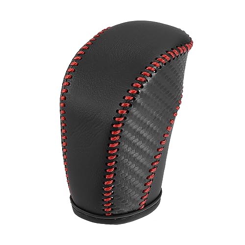X AUTOHAUX Car Faux Leather Gear Shift Knob Cover for Volkswagen Jetta Tiguan 2011-2019 Passat Beetle 2012-2019 Atlas 2018-2019 CC 2013-2017 Red Line - color: Red