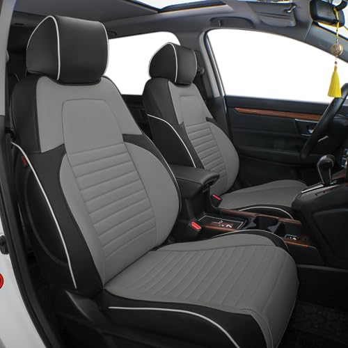 EKR CRV Car Seat Covers Custom Fit for Honda CRV 2012 2013 2014 (Not for LX) Leather Truck Seat Cover for SUV Full Set,Waterproof Car Seat Cushion, Faux Leather (Black/Gray) - color: Black/gray, size: 2012-2014 CRV(No LX)