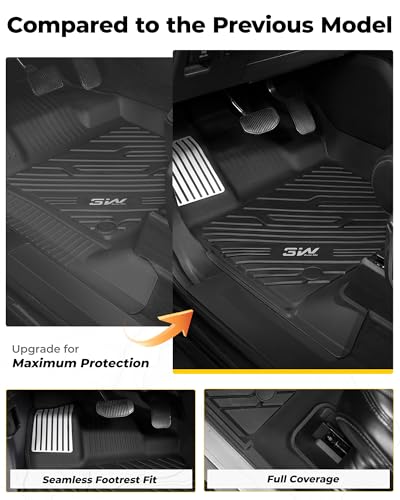 3W Floor Mats (with Metal Pedals) for Ford F-150 2015-2026 & F150 Lightning 2022-2025 SuperCrew (w/o Fold Flat Storage), TPE All Weather Custom Fit, Front & Rear 3PCS | Heavy Duty, Easy Clean - Black - size: 1.F150 2015-2026 Upgraded Floor Mats w/o Storag