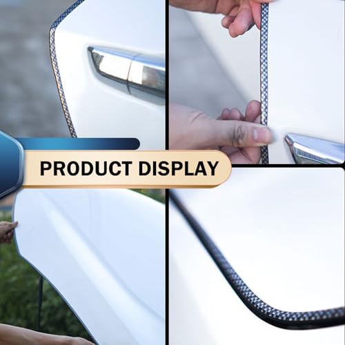 Car Door Edge Decor Guards, 16.4ft Black Carbon Fiber Car Door Trim Strip, Auto Doors Anti-Collision Decorative Sticker, Universal for Most Cars