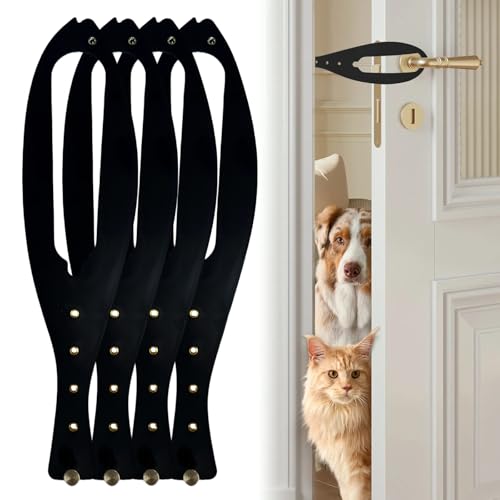 Cat Door Latch, 4 Pcs Cat Door Stopper Pet Door Latch to Keep Dog Out of Litter Box and Food, Door Prop for Cat with 5 Adjustable Size Strap 2.5-6" Wide, No Measuring, Easy to Install, Black - color: 4pcs-black