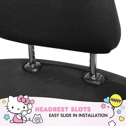 Carbella Hello Kitty Car Seat Covers - Cute and Durable Pink Front Seat Covers, Adorable Hello Kitty Design, Comfortable and Long-Lasting Polyester, Car Accessories Gift 2pc Black/Pink - color: Seat Covers Poly-Pink, style: Hello Kitty