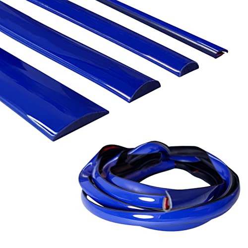 Dark Blue Car Motor Bike Self-Adhesive Exterior and Interior Molding Trim Universal Dashboard Bumper Window Door Body Side Decorative Strip Scratch-Proof (Width: U Shape, 50Ft) - size: 50Ft, style: Width: U Shape