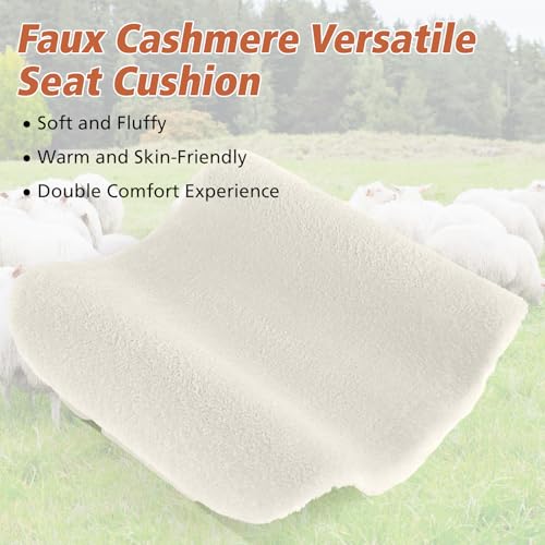 Faux Fur Car Seat Cushion 20 Inch, 18mm Medium Pile Seat Pad with Non-Slip TPE Backing for Cars, SUVs, Trucks, Office Chairs, White - color: White