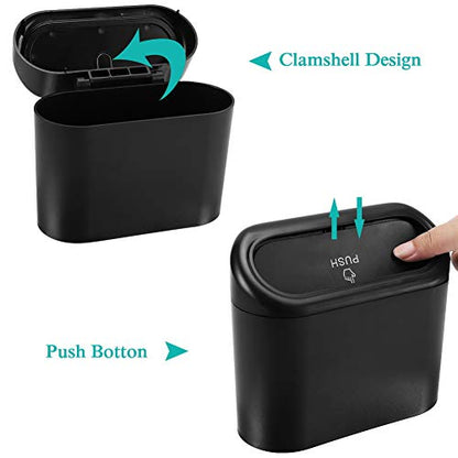 Accmor Car Trash Can with Lid, Mini Auto Dustbin Garbage Organizer with 30 Pcs Plastic Trash Bag, Automotive Garbage Container Bin for Vehicle, Home, Office - color: 1 Black