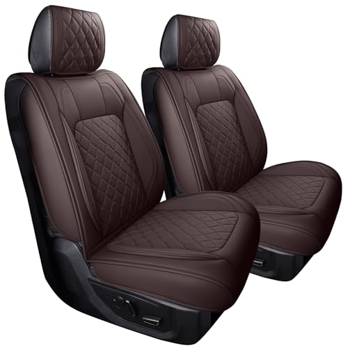 Aierxuan Seat Covers for Dodge Ram Custom Fit 2009-2026 1500 2500 3500 Truck Pickup Crew Quad Regular Cab Waterproof Leather Airbag Compatible Cushion(2 PCS Front/Brown) - color: 2 PCS Front/Brown