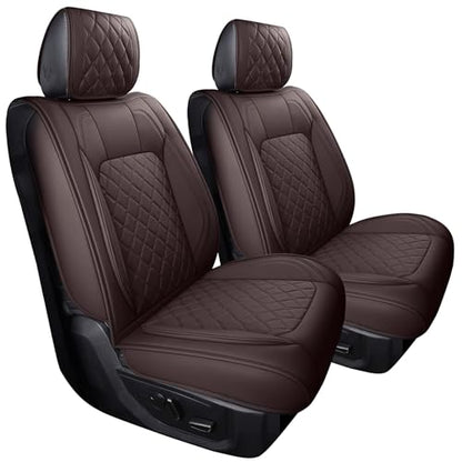 Aierxuan Seat Covers for Dodge Ram Custom Fit 2009-2026 1500 2500 3500 Truck Pickup Crew Quad Regular Cab Waterproof Leather Airbag Compatible Cushion(2 PCS Front/Brown) - color: 2 PCS Front/Brown