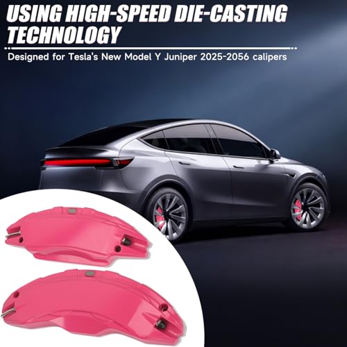 Brake Caliper Covers Compatible with Tesla Model Y Juniper 2025-2026, 19 20 Inches Front and Rear Brake Wheel Hub Brake Caliper Covers 4 Pcs For Model Y Juniper Accessories Beetroot Purple - color: Beetroot Purple