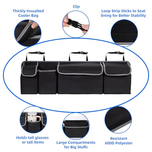 Trunk Organizer - Car Organizer, Foldable Trunk organizer for SUV/MPV/Truck, Collapsible Car Storage Bag with 4 Pockets, Black, 40.16"×11.02"