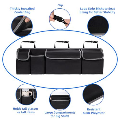 Trunk Organizer - Car Organizer, Foldable Trunk organizer for SUV/MPV/Truck, Collapsible Car Storage Bag with 4 Pockets, Black, 40.16"×11.02"