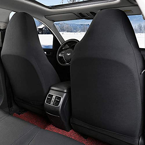 GIANT PANDA Front Car Seat Covers, Bucket Seat Covers, Faux Leather High Back Auto Seat Covers for Cars, Trucks, Jeep, Van, SUV, Pickup, Airbag Compatible (Black + Beige)