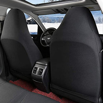 GIANT PANDA Front Car Seat Covers, Bucket Seat Covers, Faux Leather High Back Auto Seat Covers for Cars, Trucks, Jeep, Van, SUV, Pickup, Airbag Compatible (Black + Beige)