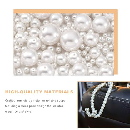 2 PCS Elegant Pearl Car Seat Headrest Hook, Cute Pearl Car Seat Back Hook Storage Organizer, Exquisite Headrest Hanger Purse Holder Interior Decoration for Women Girls