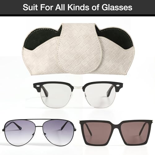 KINIVA White Car Visor Sunglass Holder Leather Glasses Case with Magnetic Closure - color: 03 White