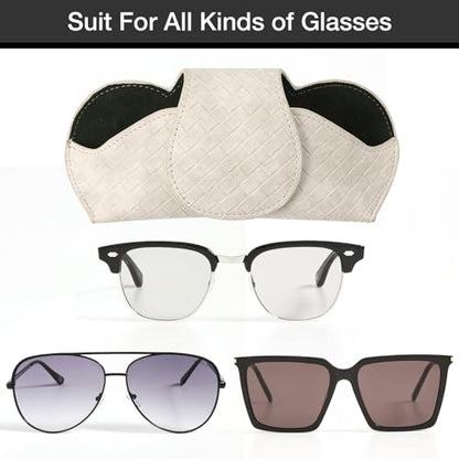 KINIVA White Car Visor Sunglass Holder Leather Glasses Case with Magnetic Closure - color: 03 White
