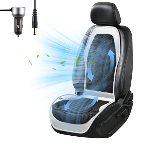 Upgraded Cooling Car Seat Cover Front Seat with Blowing&Suction, 12V-24V Ventilated Car Seat Cushion with 8 Turbo Fans, 3-Speed Adjustable Universal Fit Breathable Car Cushion for Summer Driving-Gray - color: Gray